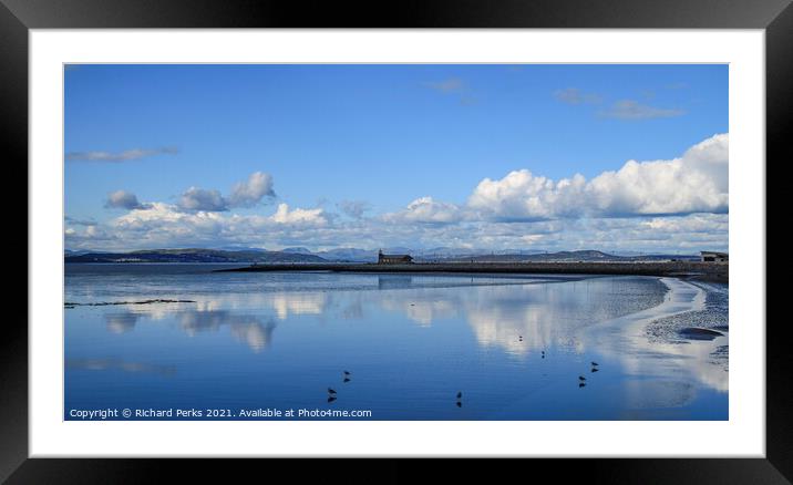 Across Morecambe bay to the Cumbria Mountains Framed Mounted Print by Richard Perks