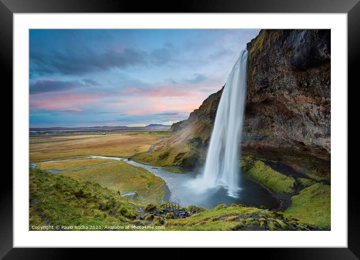 Seljalandsfoss waterfall in Iceland Framed Mounted Print by Paulo Rocha