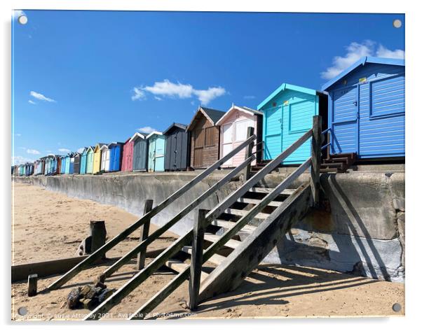 Winter Beach Huts Acrylic by suzie Attaway