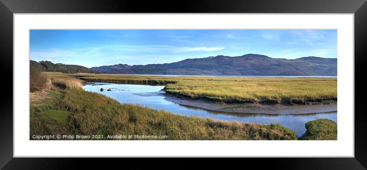 Barmouth Estuary at low Tied, Wales, UK - Panorama Framed Mounted Print by Philip Brown