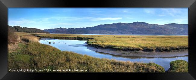Barmouth Estuary at low Tied, Wales, UK - Panorama Framed Print by Philip Brown