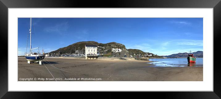 Barmoth Boats on Beach_Panorama Framed Mounted Print by Philip Brown