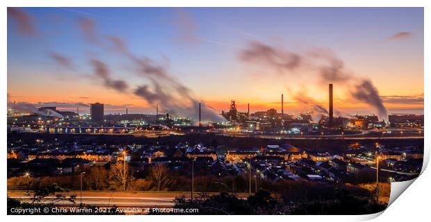 Overview of Port Talbot Steel Works Swansea Wales Print by Chris Warren