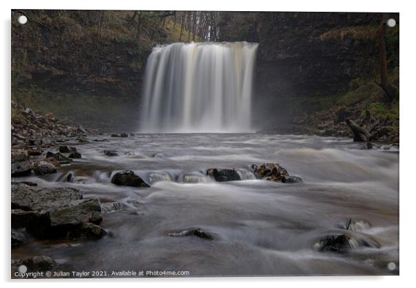 Sgwd-yr-Eira waterfall Acrylic by Jules Taylor