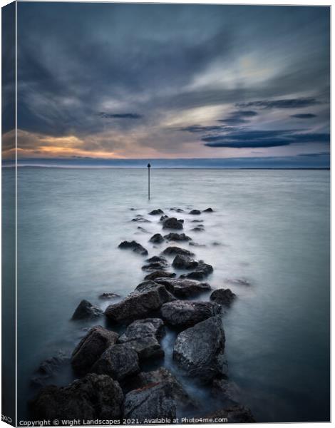 Totland Bay Rock Groyne Canvas Print by Wight Landscapes