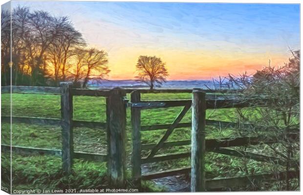 Gateway To A Winter Sunset Canvas Print by Ian Lewis