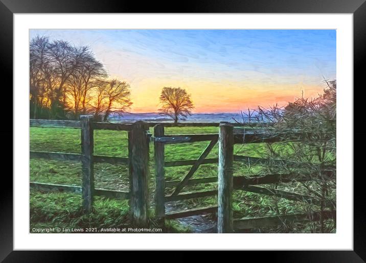 Gateway To A Winter Sunset Framed Mounted Print by Ian Lewis