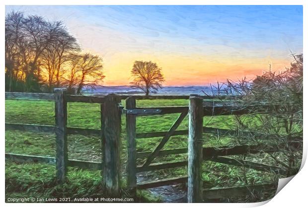 Gateway To A Winter Sunset Print by Ian Lewis