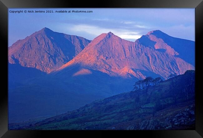 Part of the Snowdon Horseshoe Snowdon on the Left Framed Print by Nick Jenkins