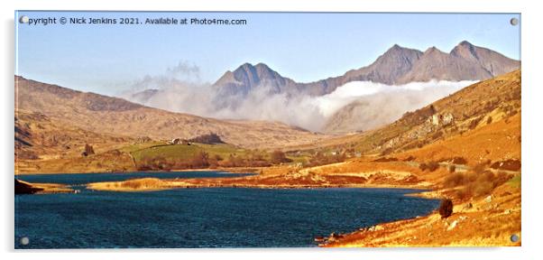 Panorama Snowdon Horseshoe from Llyn y Mymbyr Acrylic by Nick Jenkins