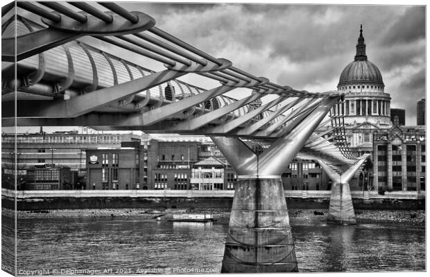 London. Millenium bridge and St Paul's cathedral Canvas Print by Delphimages Art