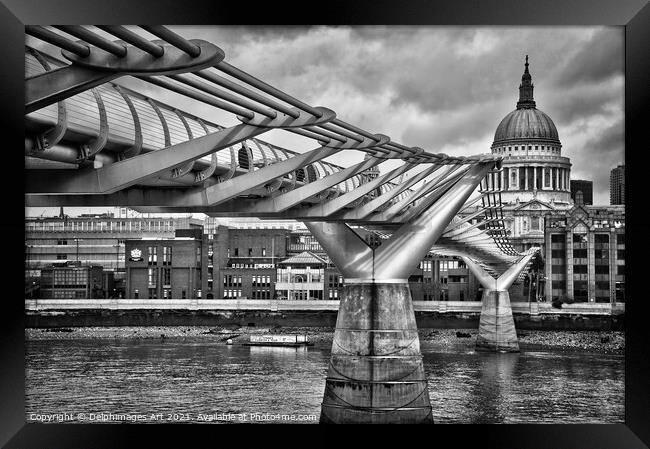 London. Millenium bridge and St Paul's cathedral Framed Print by Delphimages Art