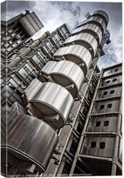 Lloyds building in London, modern architecture Canvas Print by Delphimages Art