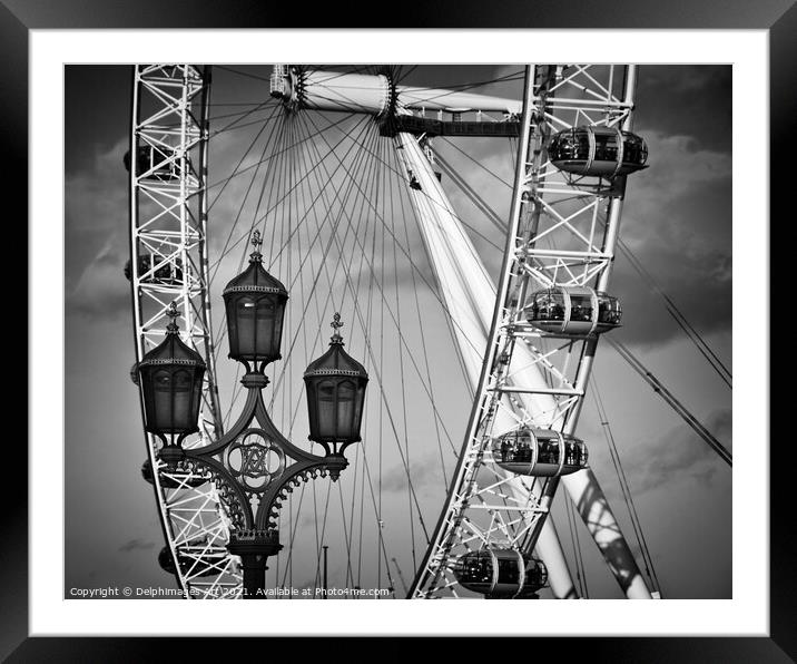 The London eye in London UK Framed Mounted Print by Delphimages Art