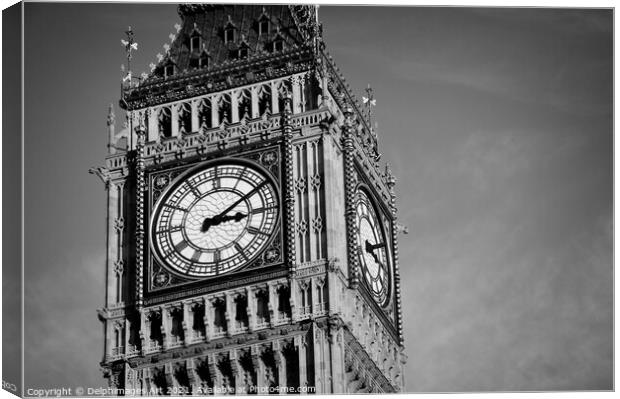 Big Ben in London, black and white Canvas Print by Delphimages Art