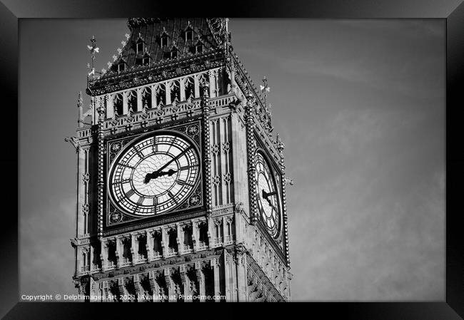 Big Ben in London, black and white Framed Print by Delphimages Art