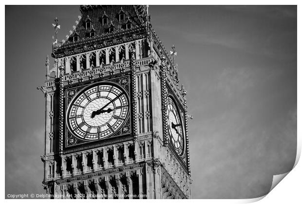 Big Ben in London, black and white Print by Delphimages Art