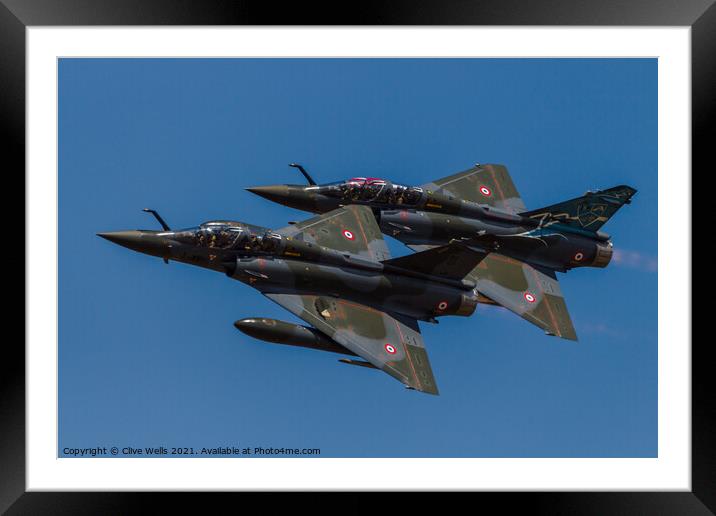 Couteau Delta, 2 x Mirage 2000D`s of the French Air Force. Framed Mounted Print by Clive Wells