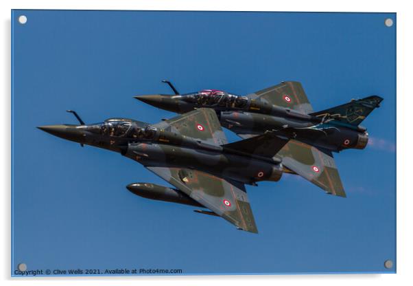 Couteau Delta, 2 x Mirage 2000D`s of the French Air Force. Acrylic by Clive Wells