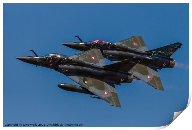 Couteau Delta, 2 x Mirage 2000D`s of the French Air Force. Print by Clive Wells
