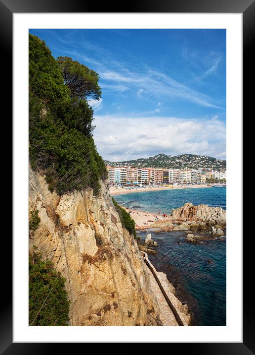 Scenic Sea Coast with High Cliff in Lloret de Mar Framed Mounted Print by Artur Bogacki