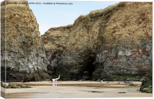 Hayle Beach, Cornwall,Cornish yoga and meditation Canvas Print by kathy white