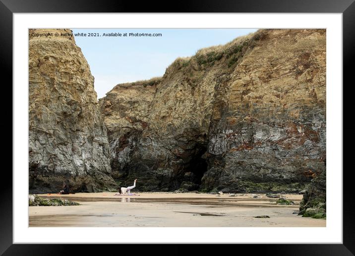 Hayle Beach, Cornwall,Cornish yoga and meditation Framed Mounted Print by kathy white