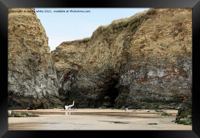 Hayle Beach, Cornwall,Cornish yoga and meditation Framed Print by kathy white