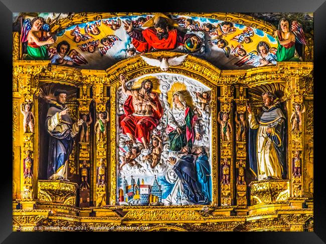 Jesus MaryAltar Templo Santa Domingo Church Basilica Puebla Mexi Framed Print by William Perry