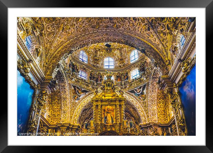 Templo Santa Domingo Church Chapel Rosary Puebla Mexico Framed Mounted Print by William Perry