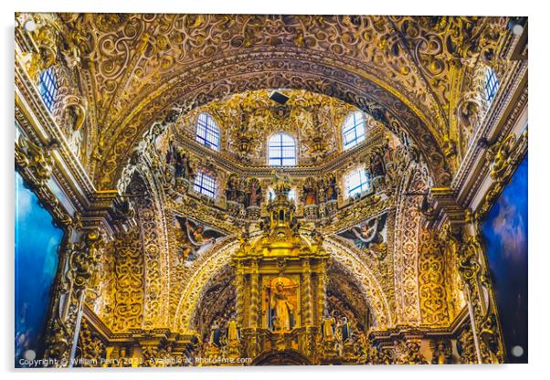 Templo Santa Domingo Church Chapel Rosary Puebla Mexico Acrylic by William Perry
