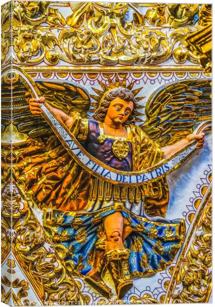 Angel Templo Santa Domingo Church Chapel Rosary Puebla Mexico Canvas Print by William Perry