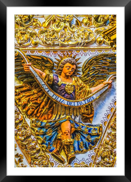 Angel Templo Santa Domingo Church Chapel Rosary Puebla Mexico Framed Mounted Print by William Perry