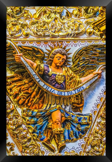 Angel Templo Santa Domingo Church Chapel Rosary Puebla Mexico Framed Print by William Perry