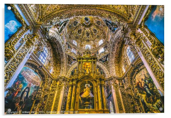 Templo Santa Domingo Church Chapel Rosary Puebla Mexico Acrylic by William Perry