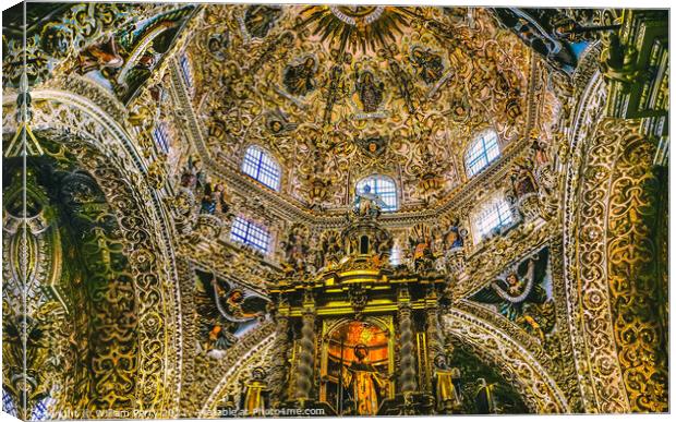 Templo Santa Domingo Church Chapel Rosary Puebla Mexico Canvas Print by William Perry