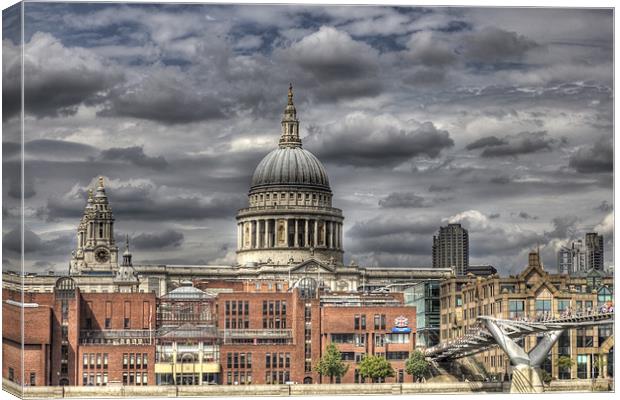 St Pauls Cathedral and Millennium Bridge London Canvas Print by Mike Gorton