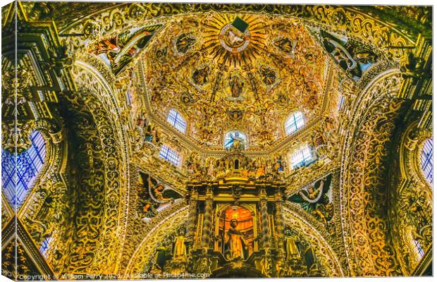 Templo Santa Domingo Church Chapel Rosary Puebla Mexico Canvas Print by William Perry
