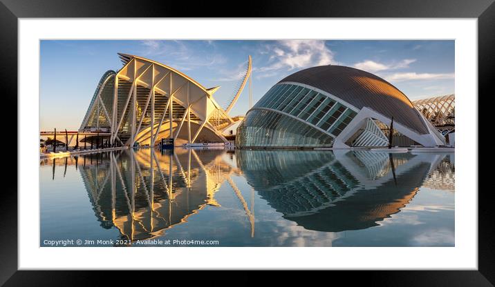 Reflections at the City of Arts and Sciences Framed Mounted Print by Jim Monk