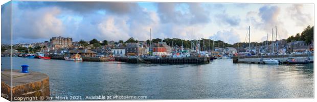 Padstow Harbour Panorama Canvas Print by Jim Monk