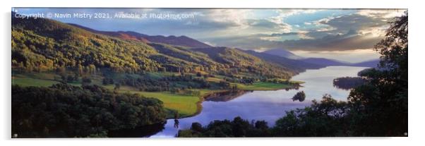 The Queens View, Loch Tummel, near Pitlochry, Perthshire, Scotland Acrylic by Navin Mistry