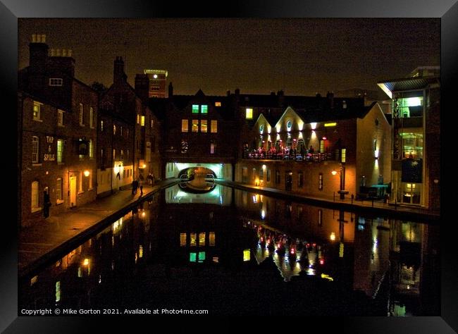 Gas Street Basin Reflections of Birmingham Canal Framed Print by Mike Gorton