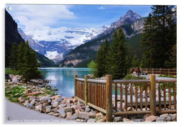 Naturally beautiful Lake Louise,  Acrylic by PhotOvation-Akshay Thaker