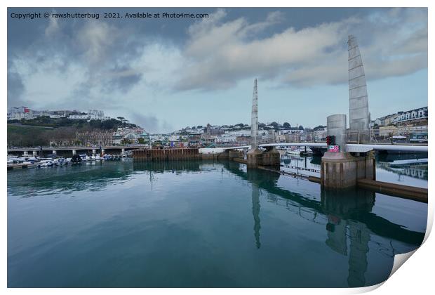 Torquay Harbour Foot Bridge Blades Of Light Print by rawshutterbug 