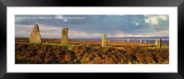 Ring of Brodgar, Orkney, Scotland Panoramic Framed Mounted Print by Navin Mistry