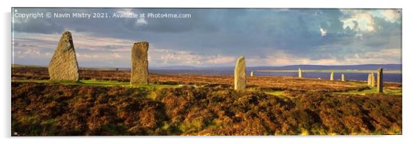 Ring of Brodgar, Orkney, Scotland Panoramic Acrylic by Navin Mistry