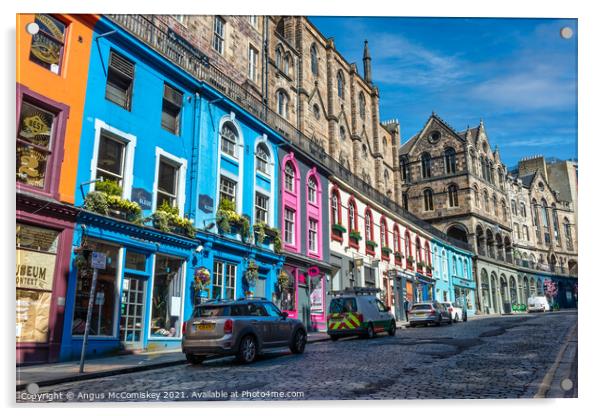 Colourful shopfronts on Victoria Street, Edinburgh Acrylic by Angus McComiskey