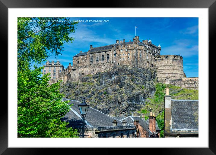 Across the rooftops to Edinburgh Castle Framed Mounted Print by Angus McComiskey
