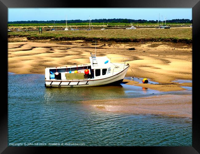 Beached at Wells Next The Sea in Norfolk. Framed Print by john hill
