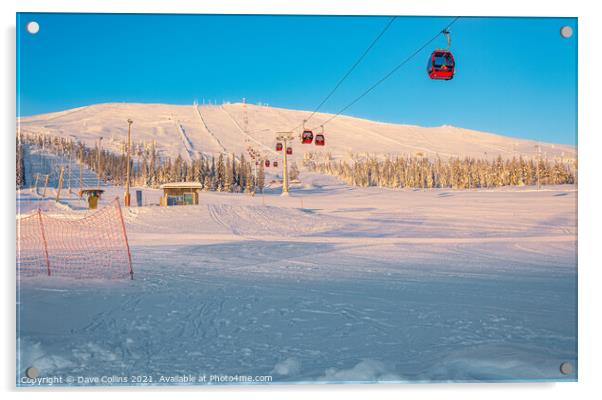 Cable Car Ski Lift, Yllas, Finland Acrylic by Dave Collins